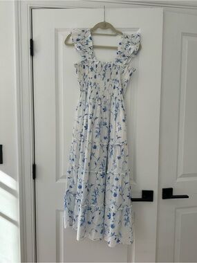 Hill House Ellie Nap Dress | S | Blue Botanical Print